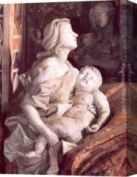 Tomb Canvas Paintings - Tomb of Pope Alexander VII [detail of  Charity] by Gian Lorenzo Bernini